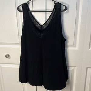 Torrid Black Tank top with lace trim Size 3